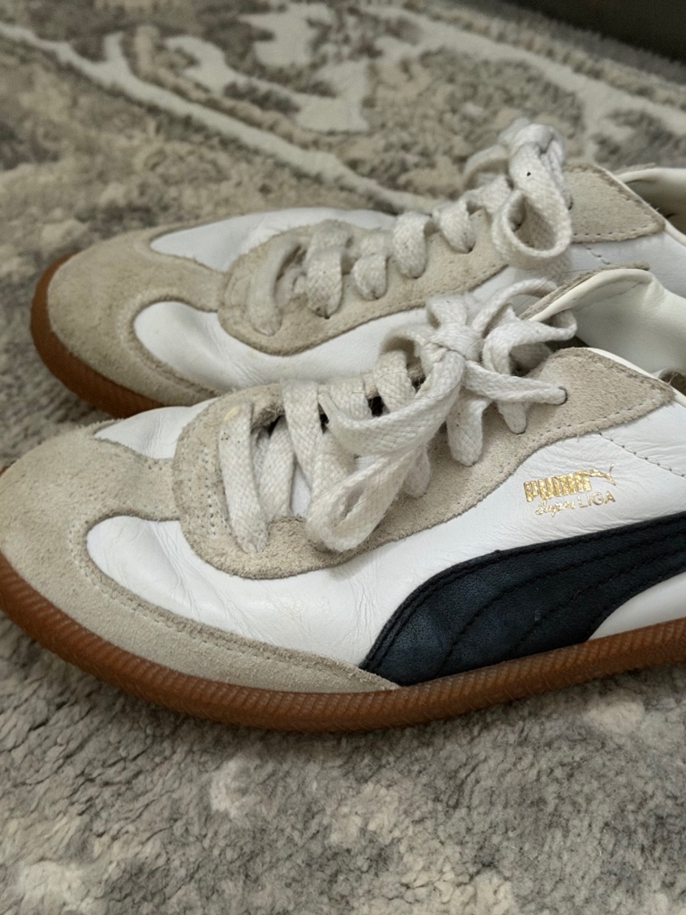Puma Palermo Retro Leather Low Top Sneakers White womens size 8